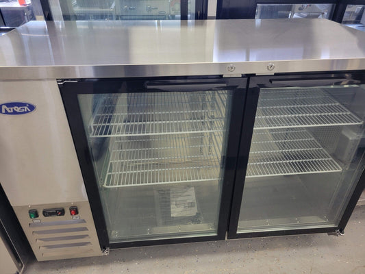 ATOSA MBB59GGR 59 2 GLASS DOOR STAINLESS STEEL BACK BAR COOLER - 17.3 CU FT