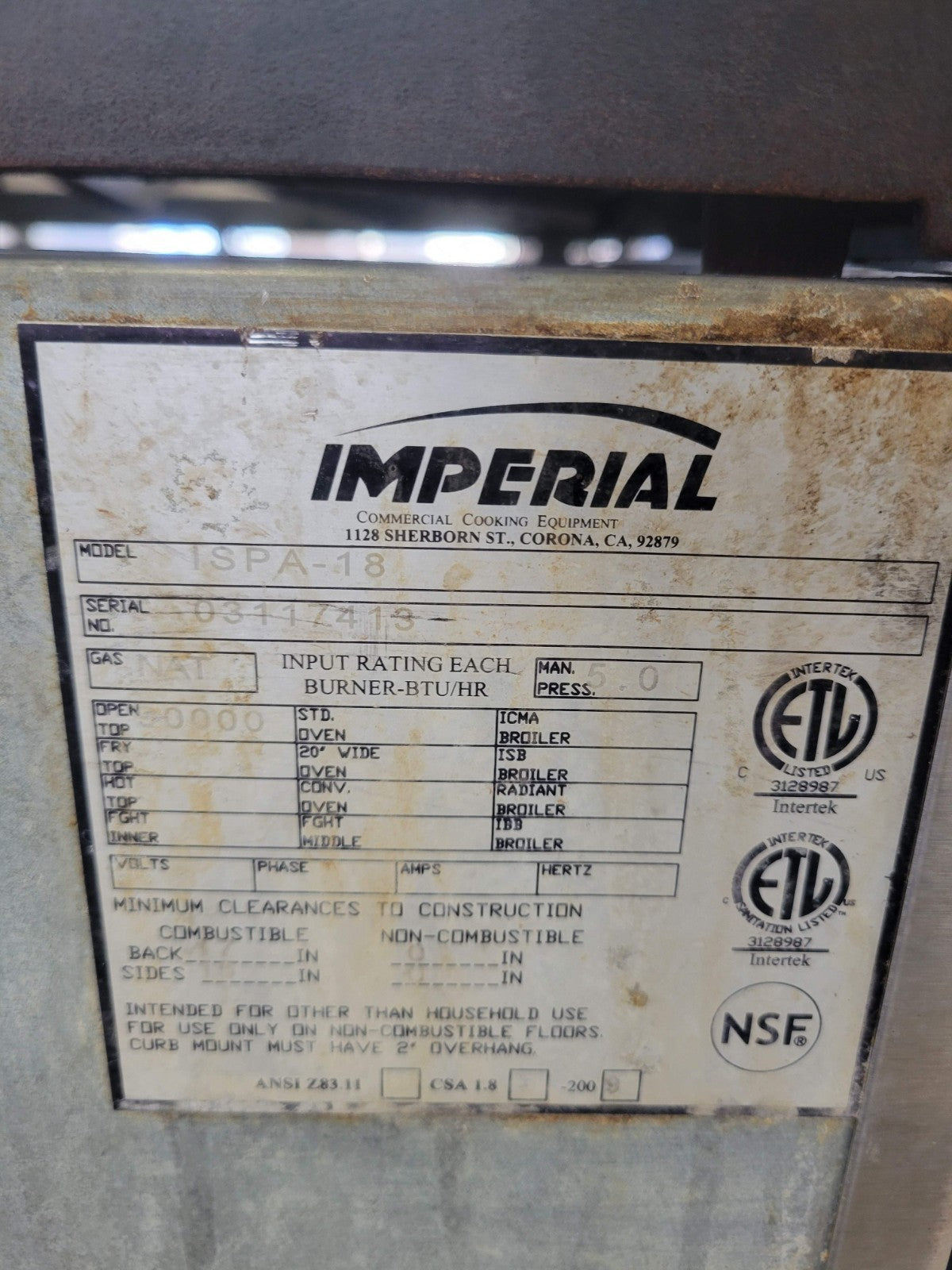 IMPERIAL ISPA-18 18" COMMERCIAL STOCK POT RANGE 90,000 BTU - NATURAL GAS