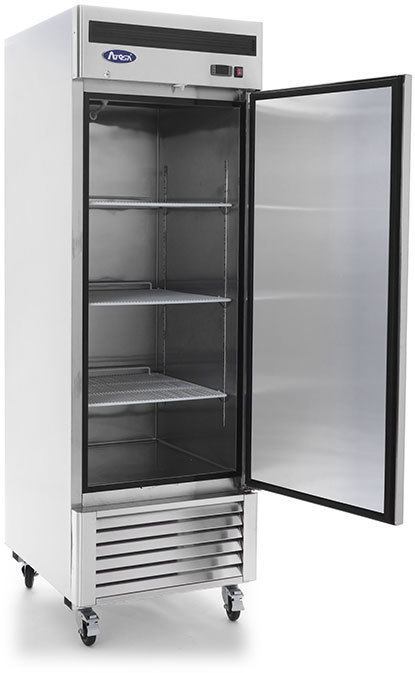 ATOSA MBF8505GR SOLID DOOR REFRIGERATOR S/S W/CASTERS BOTTOM MOUNT COMPRESSOR