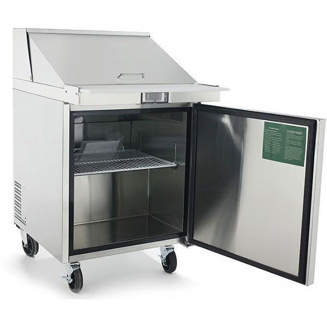 ATOSA MSF8301GR 27" 1 DOOR SANDWICH PREP TABLE REFRIGERATED w/ CASTERS & PANS