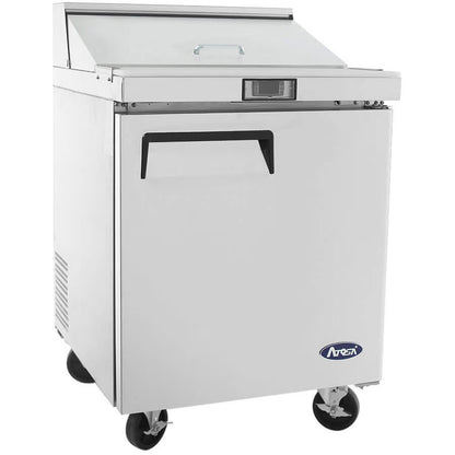 ATOSA MSF8301GR 27" 1 DOOR SANDWICH PREP TABLE REFRIGERATED w/ CASTERS & PANS