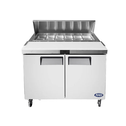 ATOSA MSF8302GR 48" 2 DOOR SALAD/SANDWICH PREP TABLE REFRIGERATED w/ CASTERS