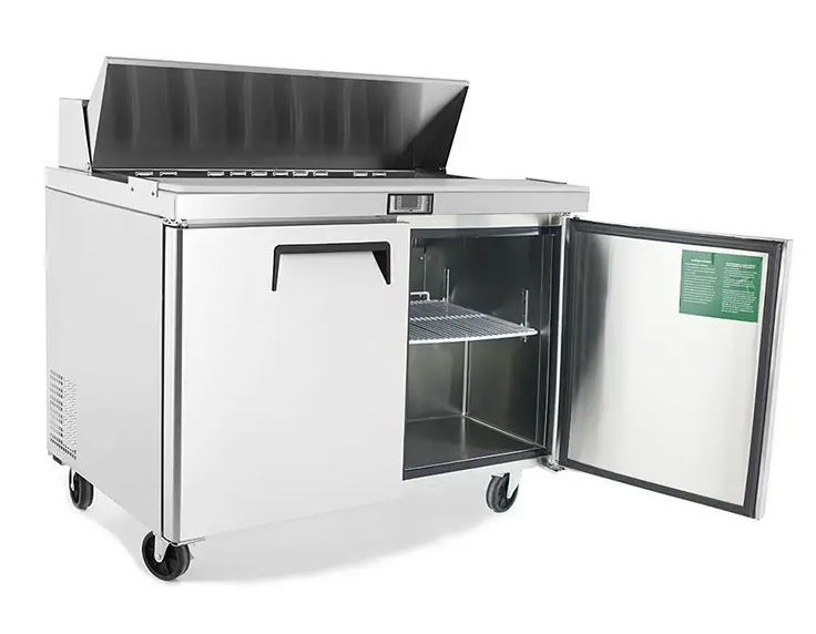 ATOSA MSF8302GR 48" 2 DOOR SALAD/SANDWICH PREP TABLE REFRIGERATED w/ CASTERS
