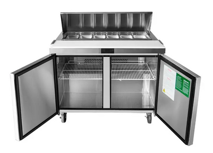 ATOSA MSF8302GR 48" 2 DOOR SALAD/SANDWICH PREP TABLE REFRIGERATED w/ CASTERS