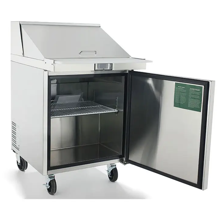 ATOSA MSF8305GR 27" SINGLE DOOR MEGA-TOP SALAD/SANDWICH PREP TABLE W/CASTERS & PANS