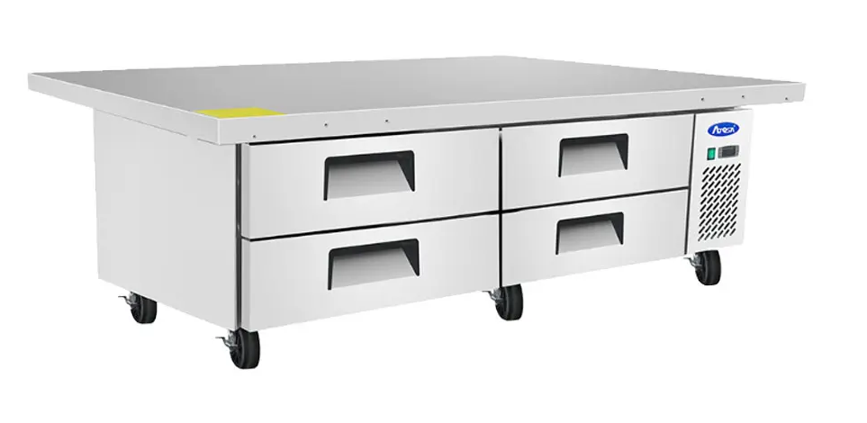 ATOSA MGF8454GR 76" 4 DRAWER REFRIGERATED CHEF BASE W/CASTERS & PANS