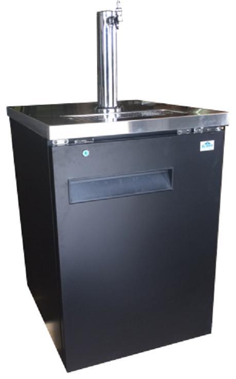 24" DIRECT DRAW BEER KEG KEGERATOR 1-DOOR SOLID BLACK BACK BAR REFRIGERATOR TOP