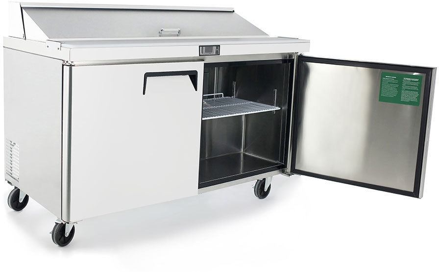 ATOSA MSF8303GR 60" 2 DOOR SALAD/SANDWICH PREP TABLE REFRIGERATE w/ CASTER & PAN