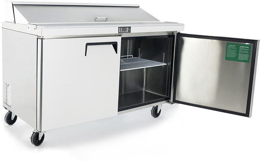 ATOSA MSF8303GR 60" 2 DOOR SALAD/SANDWICH PREP TABLE REFRIGERATE w/ CASTER & PAN