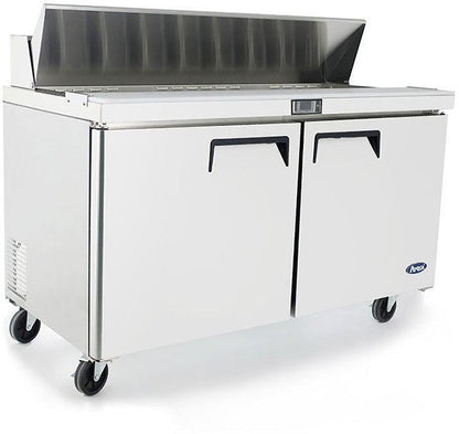 ATOSA MSF8303GR 60" 2 DOOR SALAD/SANDWICH PREP TABLE REFRIGERATE w/ CASTER & PAN
