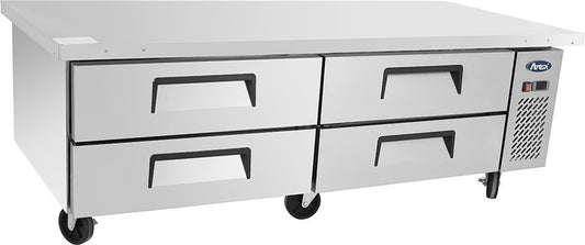 ATOSA MGF8453GR 72" 4 DRAWER REFRIGERATED CHEF BASE W/CASTERS & PANS