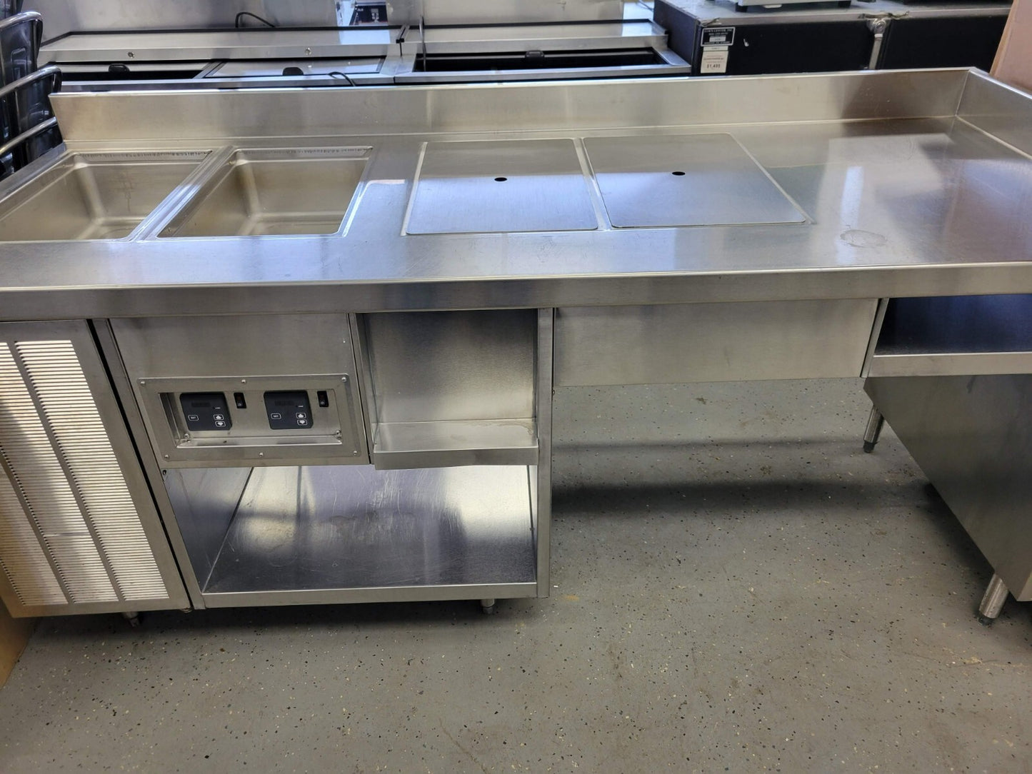 DELFIELD F14EI232 2 WELL STEAM TABLE & 8132-ER-UM 2 WELL DROP-IN COLD FOOD TABLE