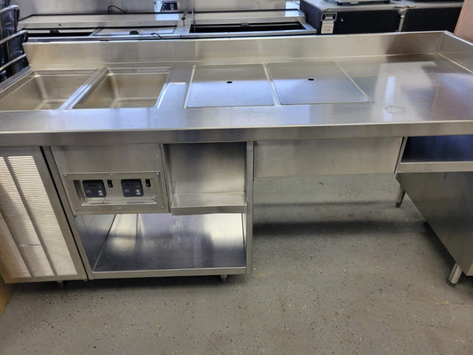DELFIELD F14EI232 2 WELL STEAM TABLE & 8132-ER-UM 2 WELL DROP-IN COLD FOOD TABLE
