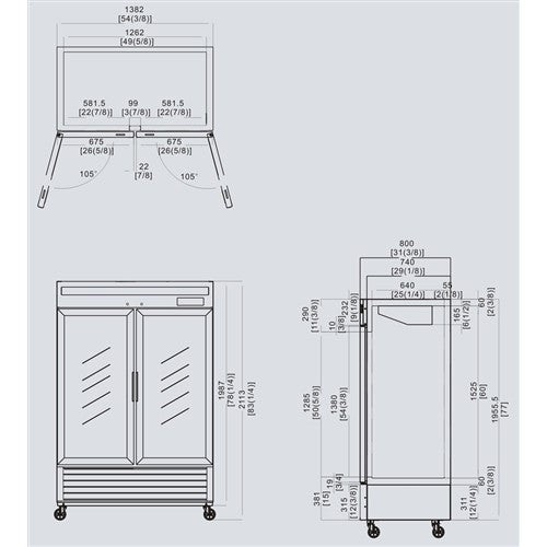 ATOSA MCF8709GR 2 SLIDING GLASS DOORS REFRIGERATOR STAINLESS STEEL W/CASTERS LED