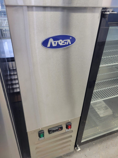 ATOSA MBB59GGR 59 2 GLASS DOOR STAINLESS STEEL BACK BAR COOLER - 17.3 CU FT