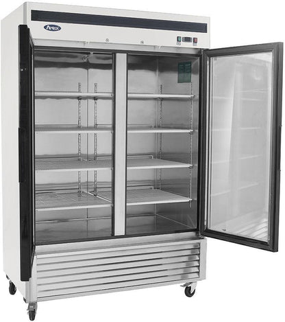 ATOSA MCF8703ES GLASS 2 DOOR FREEZER S/S W/CASTER BOTTOM MOUNT COMPRESSOR LED