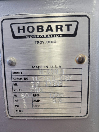 HOBART MODEL H-600T PIZZA DOUGH MIXER 200V 3PH "BRAND NEW" STAINLESS STEEL BOWL