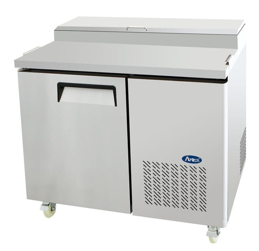 ATOSA MPF8201GR 44" 1 DOOR PIZZA PREP TABLE REFRIGERATED w/ CASTERS & PAN INCLUD