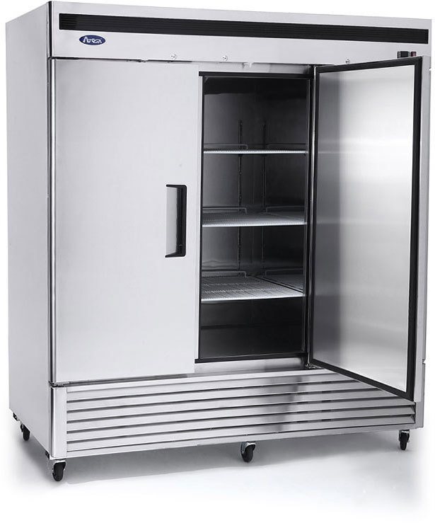 ATOSA MBF8504GR 3 SOLID DOOR FREEZER STAINLESS STEEL W/CASTERS BTM MNT COMPRESSOR