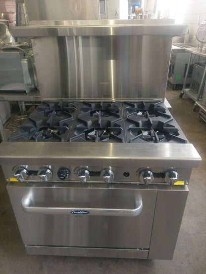ATOSA AGR-6B 6 BURNER RANGE W/ OVEN BASE NATURAL GAS BRAND NEW 1 YEAR WARRANTY
