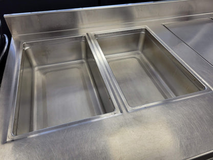 DELFIELD F14EI232 2 WELL STEAM TABLE & 8132-ER-UM 2 WELL DROP-IN COLD FOOD TABLE