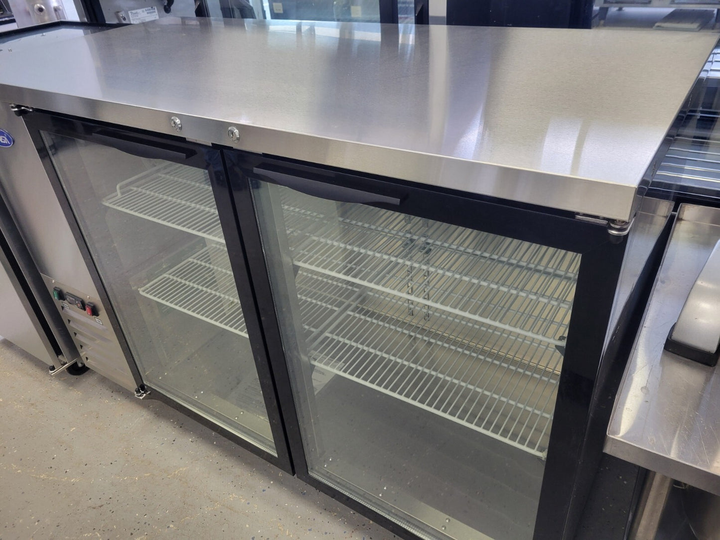 ATOSA MBB59GGR 59 2 GLASS DOOR STAINLESS STEEL BACK BAR COOLER - 17.3 CU FT