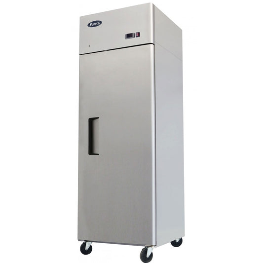 ATOSA MBF8004GR TOP MOUNT ONE (1) DOOR REFRIGERATOR STAINLESS STEEL W/CASTERS