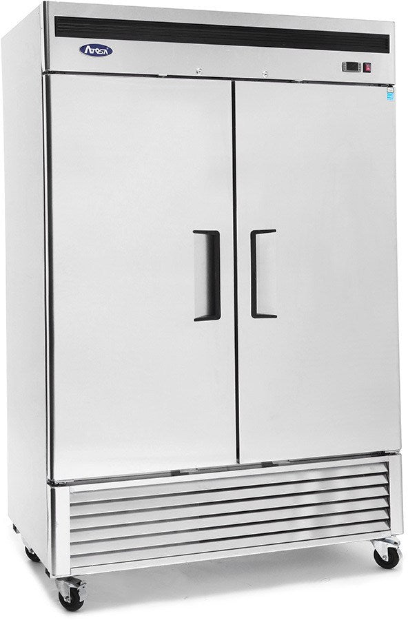 ATOSA MBF8507GR 2 SOLID DOOR REFRIGERATOR STAINLESS STEEL W/CASTERS BOTTOM MOUNT