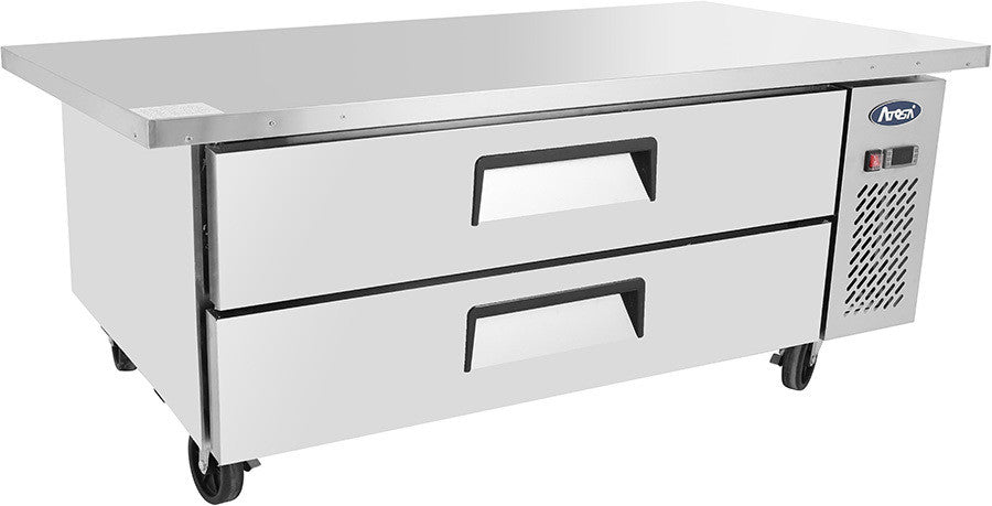 ATOSA MGF8452GR 60" 2 DRAWER REFRIGERATED CHEF BASE W/CASTERS & PANS 52" CABINET