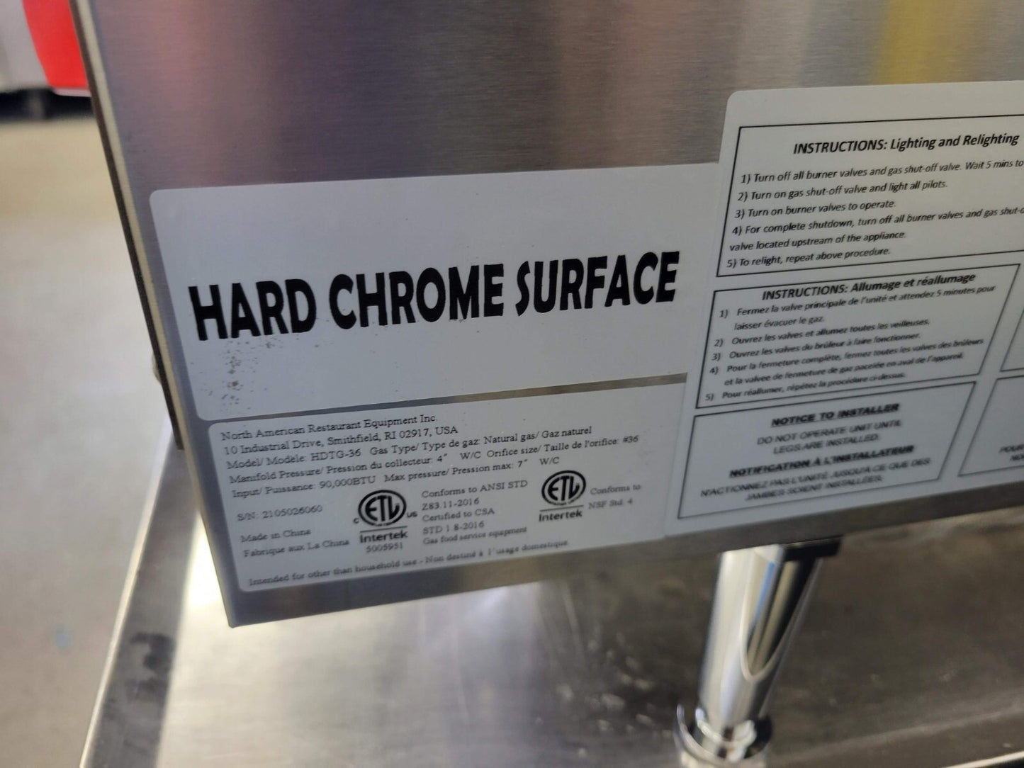 PRECISION HDTG-36 CHROME-TOP 36" THERMOSTATIC NATURAL GAS GRIDDLE 90,000 BTU