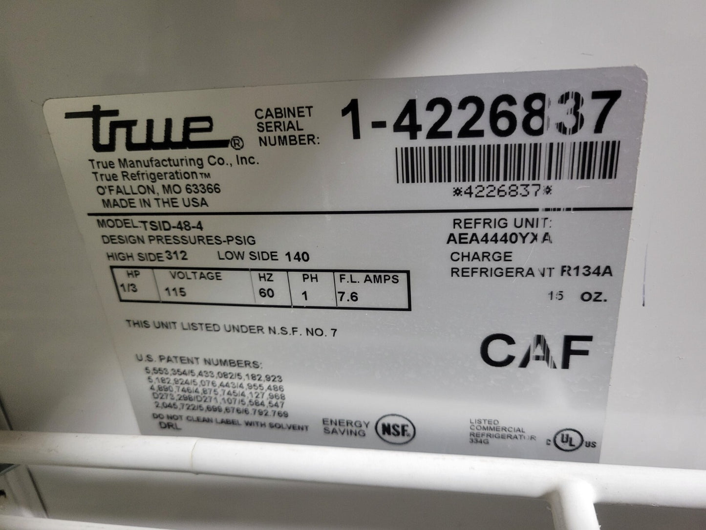 TRUE TSID-48-4 DELI DISPLAY REFRIGERATOR  FRONT & REAR DOORS