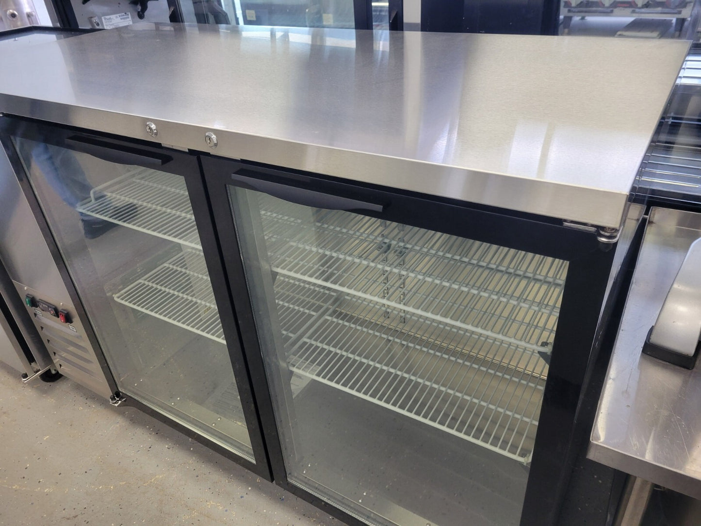 ATOSA MBB59GGR 59 2 GLASS DOOR STAINLESS STEEL BACK BAR COOLER - 17.3 CU FT