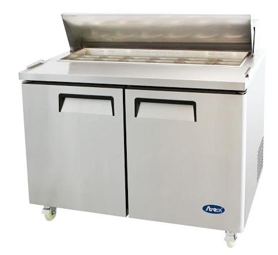 ATOSA MSF8302GR 48" 2 DOOR SALAD/SANDWICH PREP TABLE REFRIGERATED w/ CASTERS