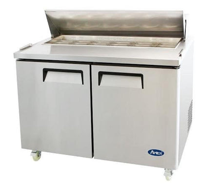 ATOSA MSF8302GR 48" 2 DOOR SALAD/SANDWICH PREP TABLE REFRIGERATED w/ CASTERS