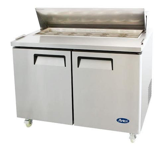 ATOSA MSF8302GR 48" 2 DOOR SALAD/SANDWICH PREP TABLE REFRIGERATED w/ CASTERS