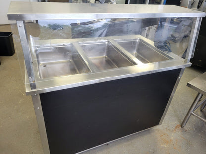 VOLLRATH 37030 – 3 WELL HOT FOOD STEAM TABLE W/ SNEEZEGUARD 120V 46" L x 28" W