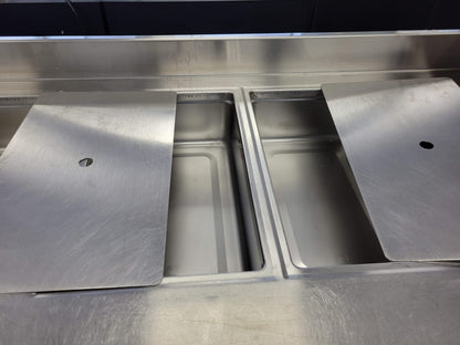 DELFIELD F14EI232 2 WELL STEAM TABLE & 8132-ER-UM 2 WELL DROP-IN COLD FOOD TABLE