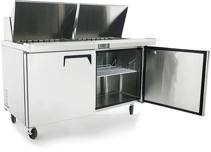 ATOSA MSF8307GR 60" 2 DOOR MEGA-TOP SANDWICH/SALAD PREP TABLE W/CASTERS & PANS