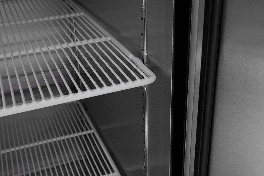 ATOSA MCF8709GR 2 SLIDING GLASS DOORS REFRIGERATOR STAINLESS STEEL W/CASTERS LED