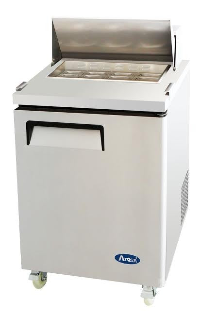 ATOSA MSF8301GR 27" 1 DOOR SANDWICH PREP TABLE REFRIGERATED w/ CASTERS & PANS