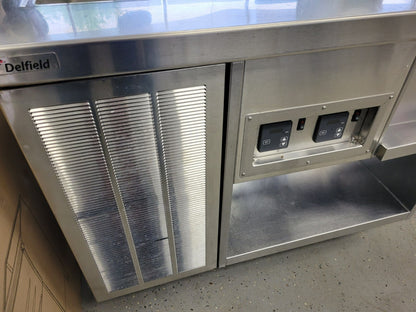 DELFIELD F14EI232 2 WELL STEAM TABLE & 8132-ER-UM 2 WELL DROP-IN COLD FOOD TABLE