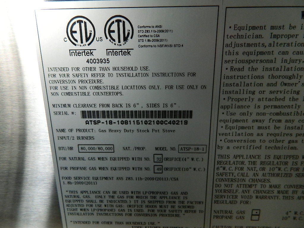 ATOSA ATSP-18 NATURAL GAS STOCK POT RANGE BRAND NEW 1 YEAR WARRANTY