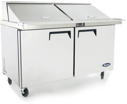 ATOSA MSF8307GR 60" 2 DOOR MEGA-TOP SANDWICH/SALAD PREP TABLE W/CASTERS & PANS