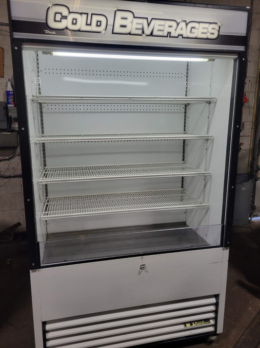 TRUE TAC-48 48" VERTICAL AIR CURTAIN REFRIGERATED OPEN MERCHANDISER NIGHT SHADE