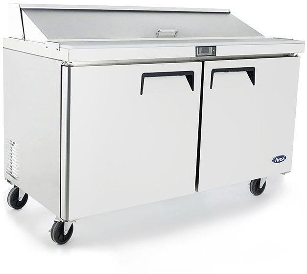 ATOSA MSF8303GR 60" 2 DOOR SALAD/SANDWICH PREP TABLE REFRIGERATE w/ CASTER & PAN