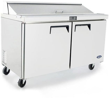 ATOSA MSF8303GR 60" 2 DOOR SALAD/SANDWICH PREP TABLE REFRIGERATE w/ CASTER & PAN