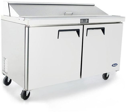 ATOSA MSF8303GR 60" 2 DOOR SALAD/SANDWICH PREP TABLE REFRIGERATE w/ CASTER & PAN