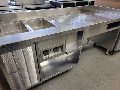 DELFIELD F14EI232 2 WELL STEAM TABLE & 8132-ER-UM 2 WELL DROP-IN COLD FOOD TABLE