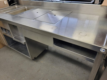 DELFIELD F14EI232 2 WELL STEAM TABLE & 8132-ER-UM 2 WELL DROP-IN COLD FOOD TABLE