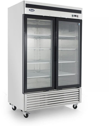 ATOSA MCF8703ES GLASS 2 DOOR FREEZER S/S W/CASTER BOTTOM MOUNT COMPRESSOR LED